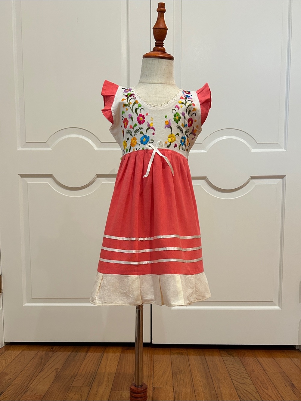 Mexican Girls Dress With Hand Embroidered.